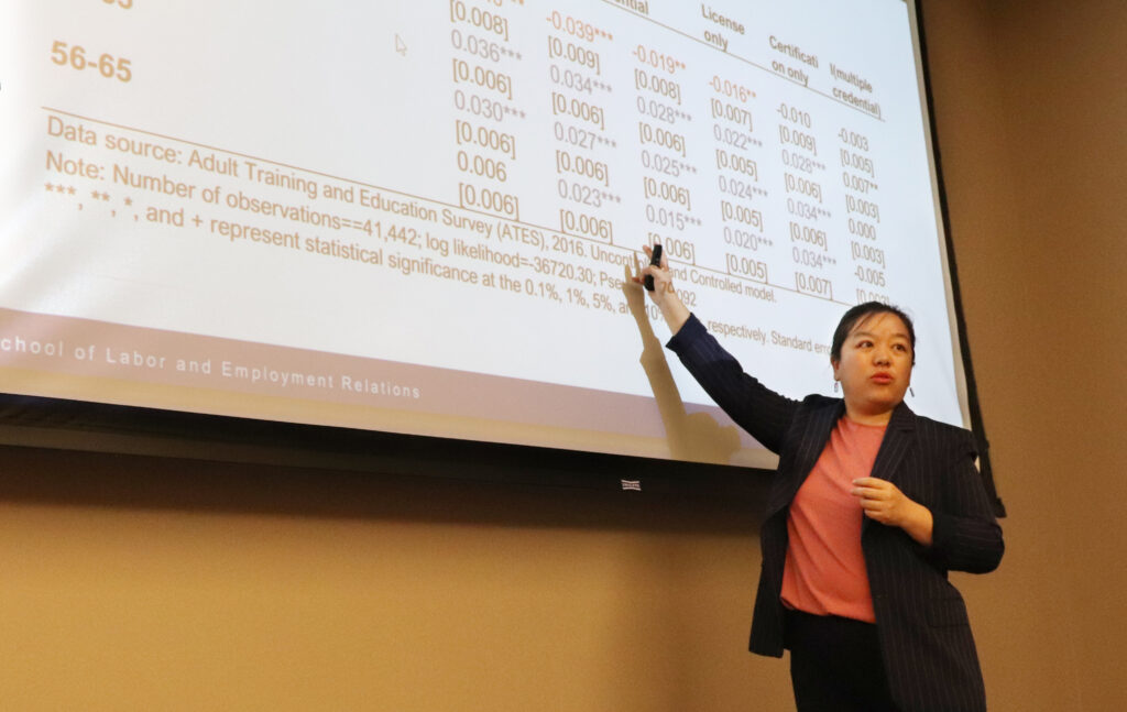 Assistant Professor Tingting Zhang presenting at the Future of Work Symposium