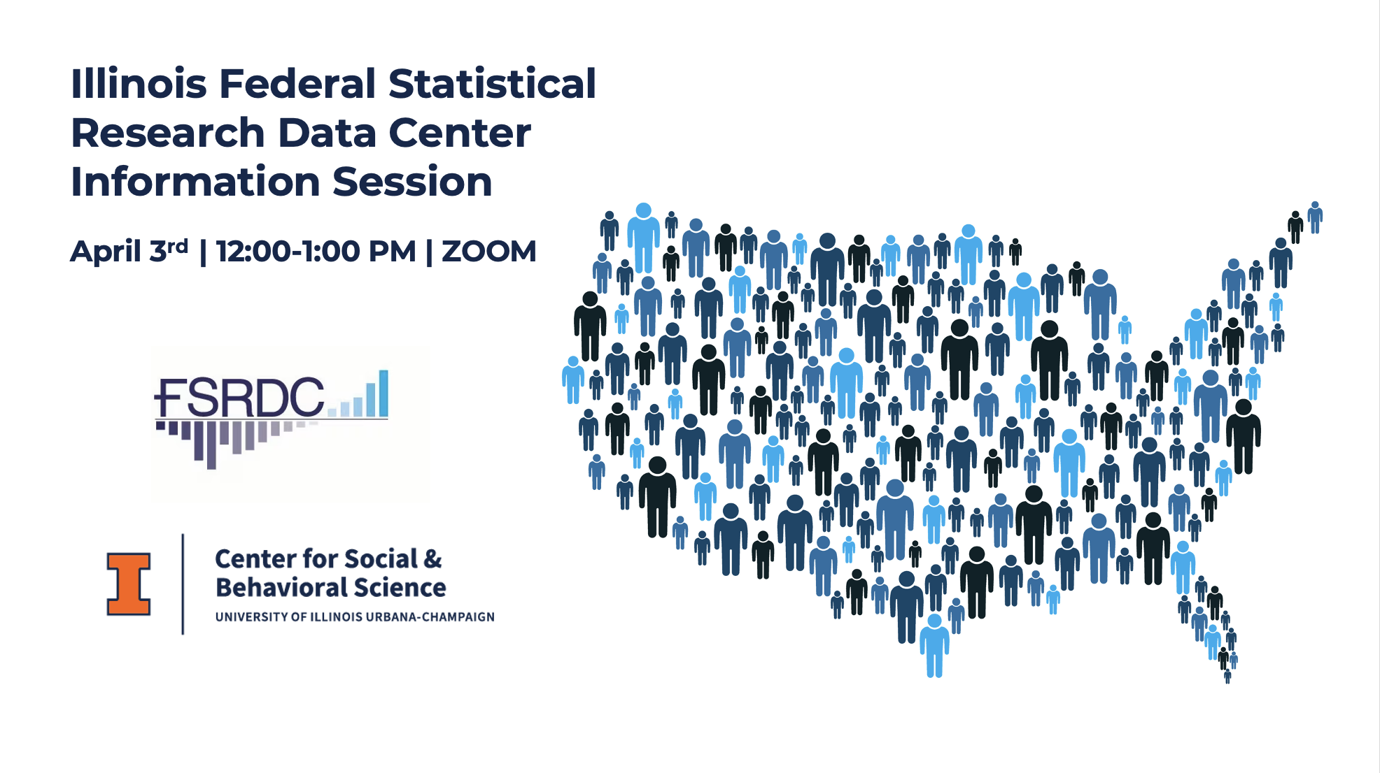 An image of the US made up by different colored images of men and women in blue, with the logo for both agencies and the event information above.