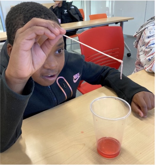 A kid engaging with I-Sci Explorer's programming on strawberry DNA. 